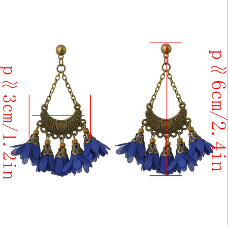 E-4453 5 Colors Fahsion Alloy Cloth Material Flower Earrings Trendy Jewelry
