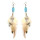 E-4451 Bohemian Vintage Bronze Alloy Turquoise Feather Long Drop Earrings