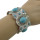 B-0497 Fashion Vintage Silver Carving Flower Turquoise Gem Stone Ethnic Boho Statement Elastic Bracelet