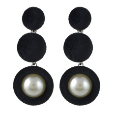 E-4459 5 Colors Pearl Pom Pom Ball Statement Drop Earrings for Women Ladies Weddding Party Fashion Accessories
