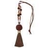 N-6978 4 Colors Fashion Long Leather Chain Acrylic Beads Pom Pom Thread Tassel Pendant Necklace