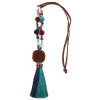 N-6978 4 Colors Fashion Long Leather Chain Acrylic Beads Pom Pom Thread Tassel Pendant Necklace