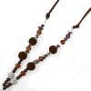 N-6978 4 Colors Fashion Long Leather Chain Acrylic Beads Pom Pom Thread Tassel Pendant Necklace