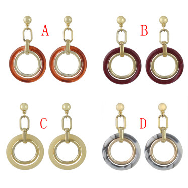 E-4461 4 Colors Women fashion  Acrylic Big Circle Long Drop Dangle Earrings Jewelry