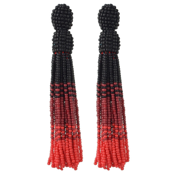 E-4463 Handmade Statement Earring Bohemian Beaded Long Tassels Elegant Earrings