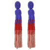 E-4463 Handmade Statement Earring Bohemian Beaded Long Tassels Elegant Earrings