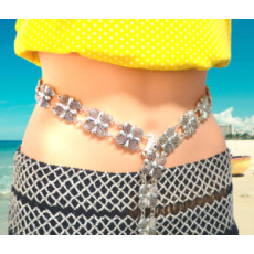 N-6975 New Fashion Vintage Silver Waist Chain Flower Bells Metal Tassel  Belly Chain  Charm Belt Chains Body Jewelry