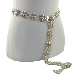 N-6975 New Fashion Vintage Silver Waist Chain Flower Bells Metal Tassel  Belly Chain  Charm Belt Chains Body Jewelry