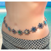 N-6977 New Fashion Silver Plated Alloy Crystal Flower Waist chain Jewelry