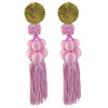 E-4471 6 Colors Gold Metal Beads Statement Thread Ball Drop Earrings for Women Bohemian Party Jewelry