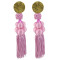 E-4471 6 Colors Gold Metal Beads Statement Thread Ball Drop Earrings for Women Bohemian Party Jewelry