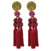 E-4471 6 Colors Gold Metal Beads Statement Thread Ball Drop Earrings for Women Bohemian Party Jewelry