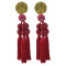 E-4471 6 Colors Gold Metal Beads Statement Thread Ball Drop Earrings for Women Bohemian Party Jewelry