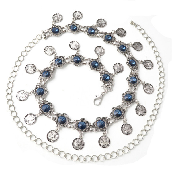 N-6985 3 Styles Pearl diamond silver plated gold plated trendy Flower Waist chain Jewelry