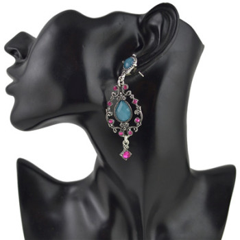 E-4466 Fashion & Home & Living Earring Party Earring Silver Plated Rhinestone Drip Earring