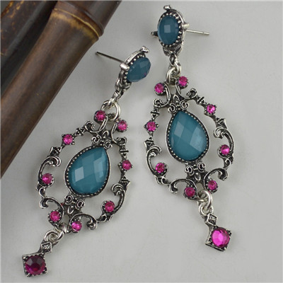 E-4466 Fashion & Home & Living Earring Party Earring Silver Plated Rhinestone Drip Earring