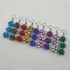 E-4474 Elegant Lady Fashion & Home & Living 9Colors Acrylic Crystal Black-Zinc Alloy Earrings Balls Shaped  Rhinestone Pendant Drop Dangle Earrings for Women Charming Jewelry
