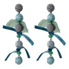E-4472 6 Colors Pom Pom Ball Statement Cloth Drop Earrings for Women Weddding Party Accessories