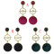 E-4467 3 Colors Gold Metal Velvet Ball Long Drop Earrings for Women Ladies Party Fashion Accessories