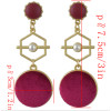 E-4467 3 Colors Gold Metal Velvet Ball Long Drop Earrings for Women Ladies Party Fashion Accessories
