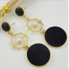E-4467 3 Colors Gold Metal Velvet Ball Long Drop Earrings for Women Ladies Party Fashion Accessories