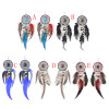 E-4470 Bohemia Statement Earring Feather Acrylic Stone Long Metal Tassel Handmade Resin Beaded Pendant Drop Dangle Earrings for Women Jewelry