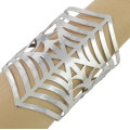 B-0874 Silver  opened cuff hollow out Spider webs bangle women