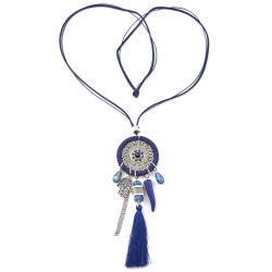N-6991 4 Colors Fashion Long Leather Alloy Acrylic Crystal Thread Tassel Pendant Necklace For Women's Engagement Gift