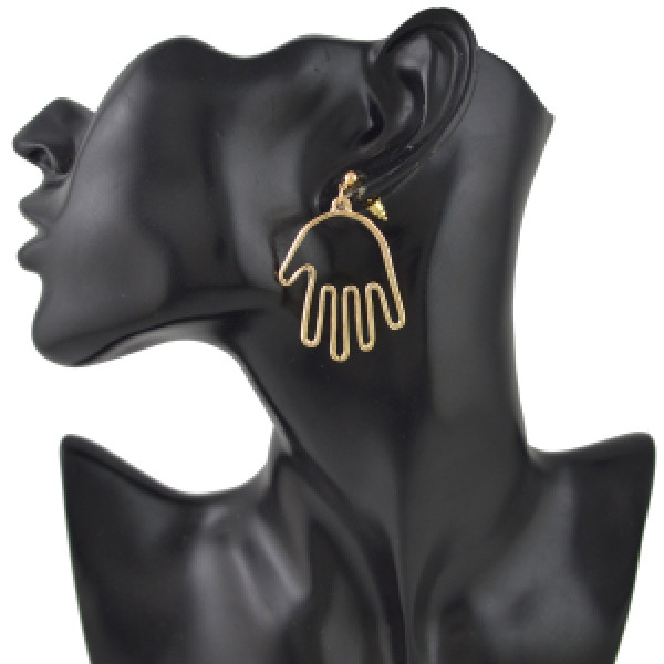 E-4479 4 Style Gold Metal Face Hands Man Stud Earrings for Women Ladies Party Fashion Accessories