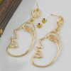 E-4479 4 Style Gold Metal Face Hands Man Stud Earrings for Women Ladies Party Fashion Accessories