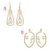 E-4478 2 Style Gold Metal Face Man Drop Dangle Earrings for Women Ladies Party Fashion Accessories