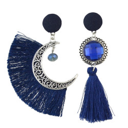 E-4477 6 Colors New Fashion beautiful Silver Plated Alloy cloth Crystal Thread pendant Drop Earrings