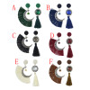 E-4477 6 Colors New Fashion beautiful Silver Plated Alloy cloth Crystal Thread pendant Drop Earrings
