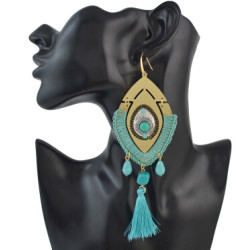 E-4486 New Fashion Gold Metal Thread Long Tassel Drop Earrings for Women Bohemian Party Fashion Jewelry