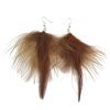 E-3653 New Arrival Bohemian Fashion Jewelry Gold Plated Long Feathers Statement Drop Earrings For Women