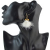 N-6997 Cute Raccoon Pearl Fur Ball Drop Earrings Bear Plush Pendant Necklace Earring Jewelry Set