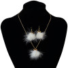 N-6997 Cute Raccoon Pearl Fur Ball Drop Earrings Bear Plush Pendant Necklace Earring Jewelry Set