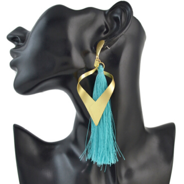 E-4491 New Fashion Gold Metal Thread Long Tassel Drop Earrings for Women Bohemian Party Fashion Jewelry