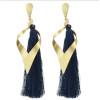 E-4491 New Fashion Gold Metal Thread Long Tassel Drop Earrings for Women Bohemian Party Fashion Jewelry