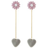 E-4488 Cute Heart Shape long Tassel Drop Earrings for Women Ladies Wedding Party Fashion Accessories