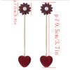 E-4488 Cute Heart Shape long Tassel Drop Earrings for Women Ladies Wedding Party Fashion Accessories