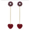 E-4488 Cute Heart Shape long Tassel Drop Earrings for Women Ladies Wedding Party Fashion Accessories