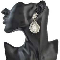 E-4494 8 Colors Fashion Drops Water Rhinestone Gemstone Flower Earrings