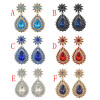E-4494 8 Colors Fashion Drops Water Rhinestone Gemstone Flower Earrings