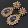 E-4494 8 Colors Fashion Drops Water Rhinestone Gemstone Flower Earrings