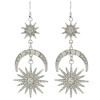 E-4487 Fashion Moon Sun Shape Crystal Long Drop Earrings for Women Ladies Party Jewelry