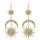 E-4487 Fashion Moon Sun Shape Crystal Long Drop Earrings for Women Ladies Party Jewelry