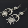 E-4487 Fashion Moon Sun Shape Crystal Long Drop Earrings for Women Ladies Party Jewelry
