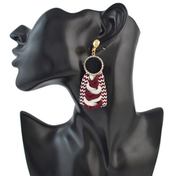 E-4489 3 Colors Women's Fashion Knitting Suede  Rhinestone Gold Plated Earrings