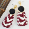 E-4489 3 Colors Women's Fashion Knitting Suede  Rhinestone Gold Plated Earrings